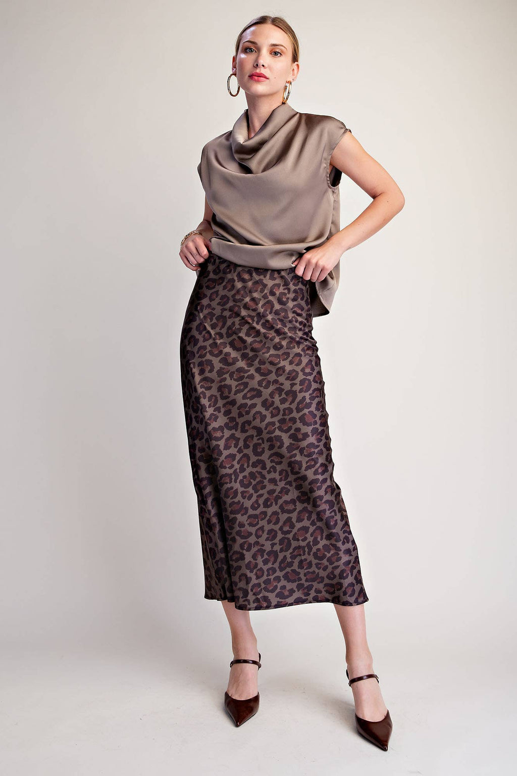 Animal Skirt High Waist Midi Length