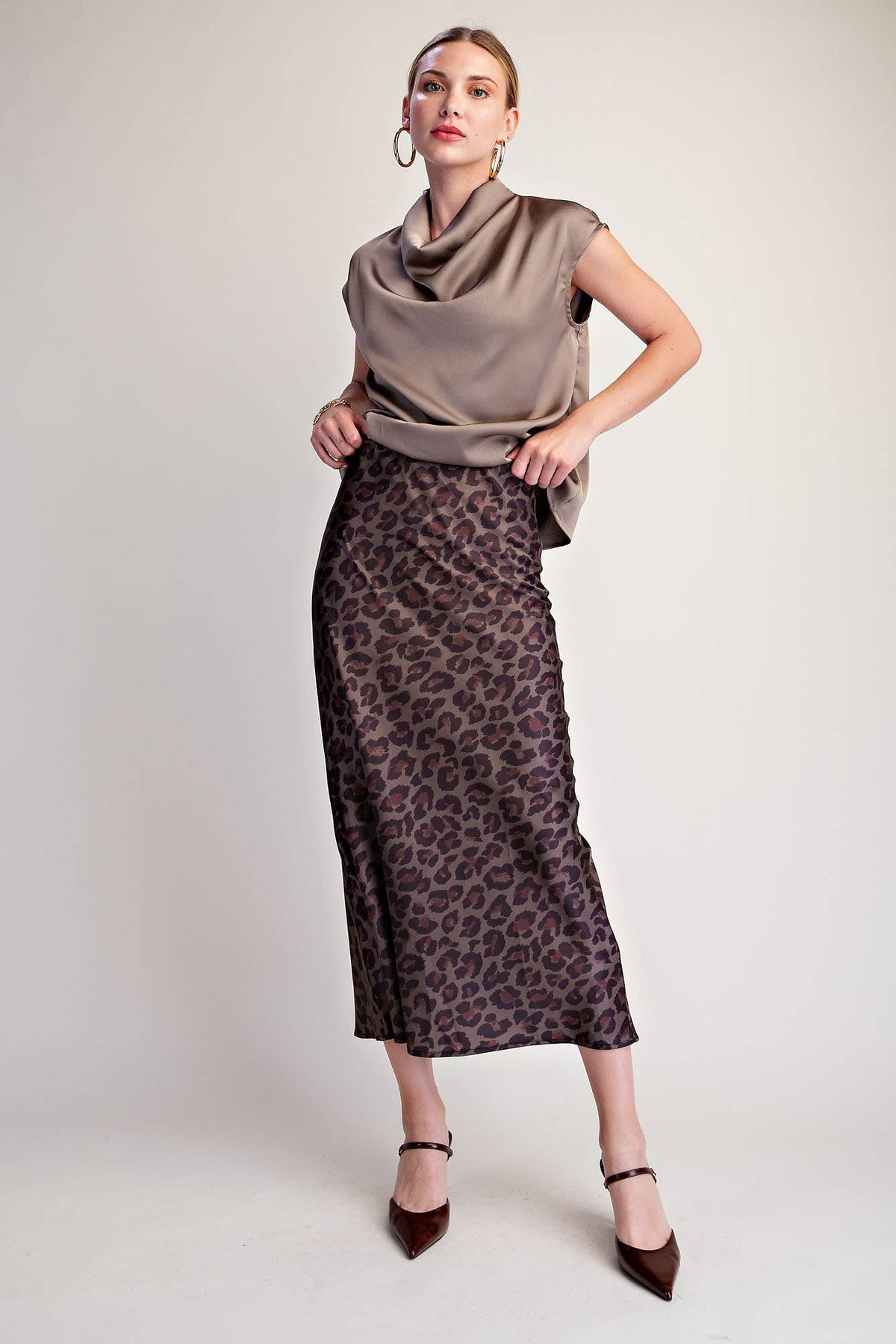 Animal Skirt High Waist Midi Length