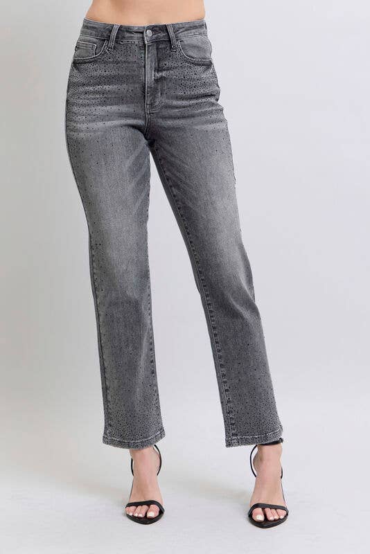 Rhinestone high waisted ￼Straight leg