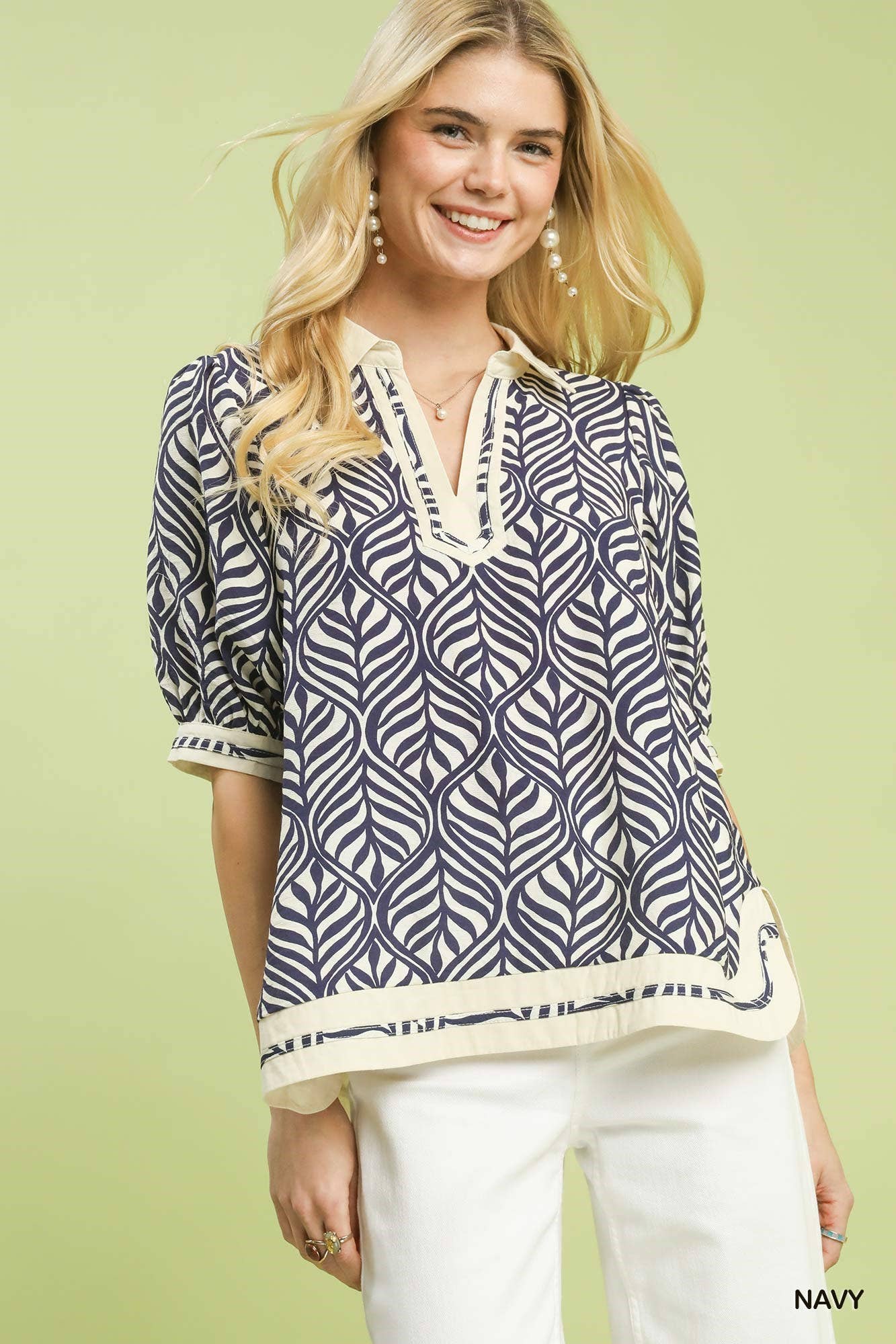 Leaf Print Popover Top