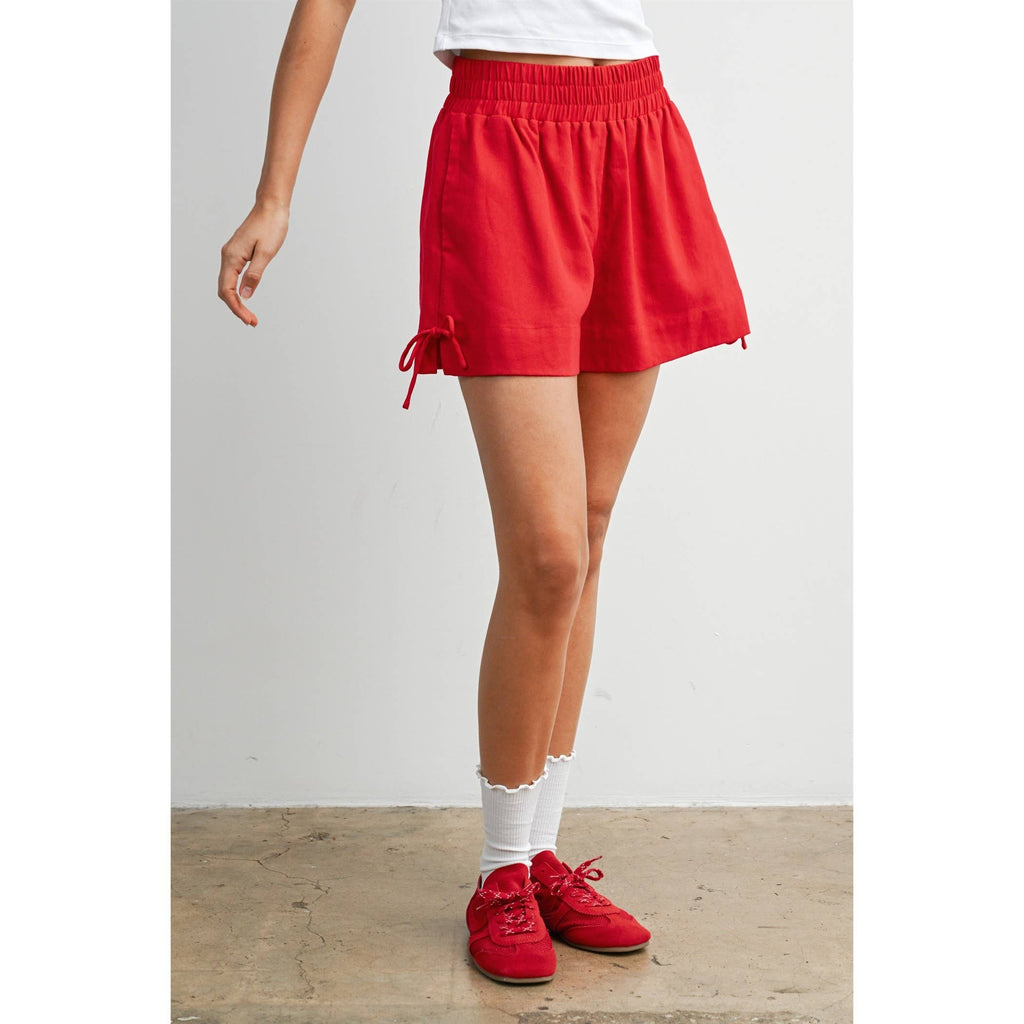 Elastic Waist Tie Hem Short