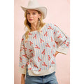 4TH OF JULY LOBSTERS STRIPE WAFFLE KNIT SLEEVE TOP