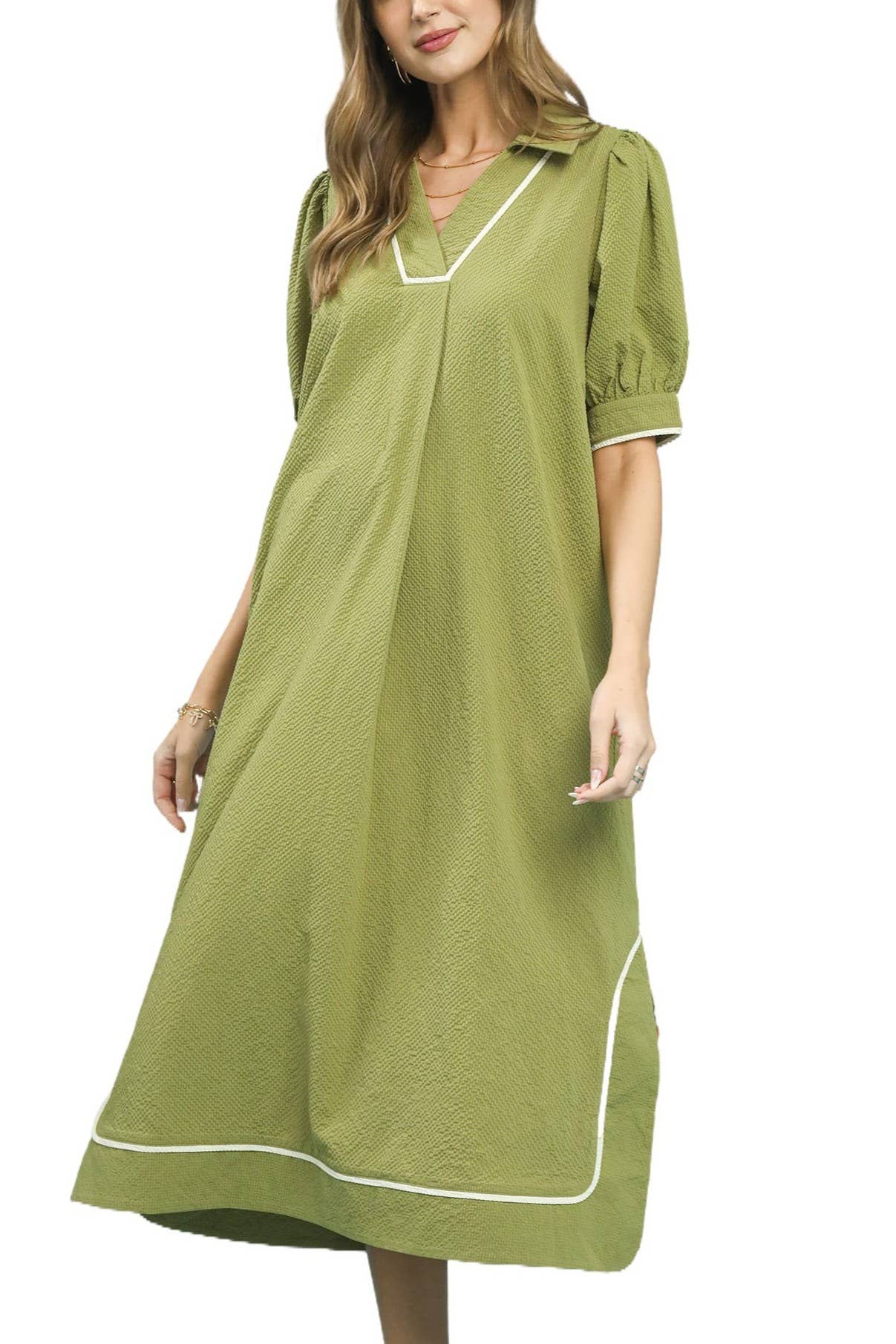 Seersucker Midi Dress