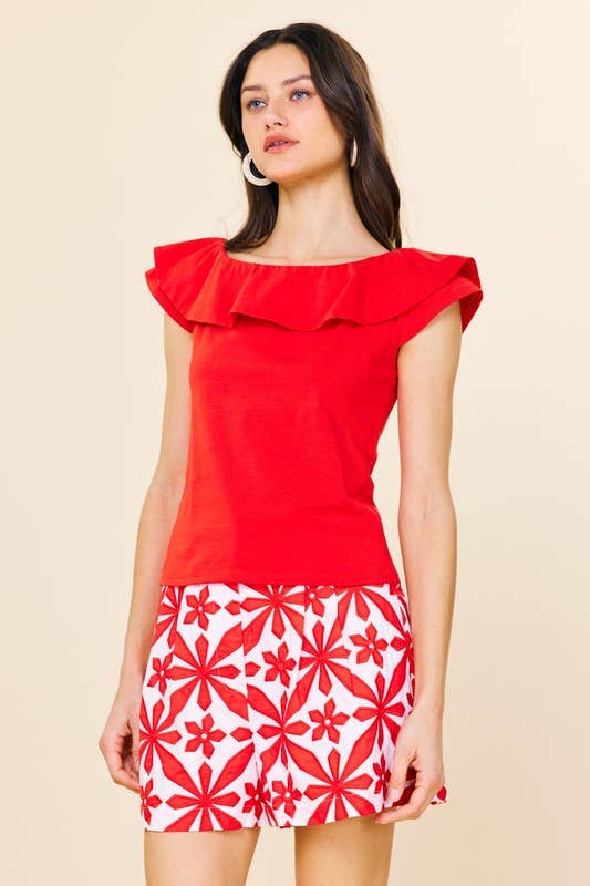 Knit Ruffled Off The Shoulder Top