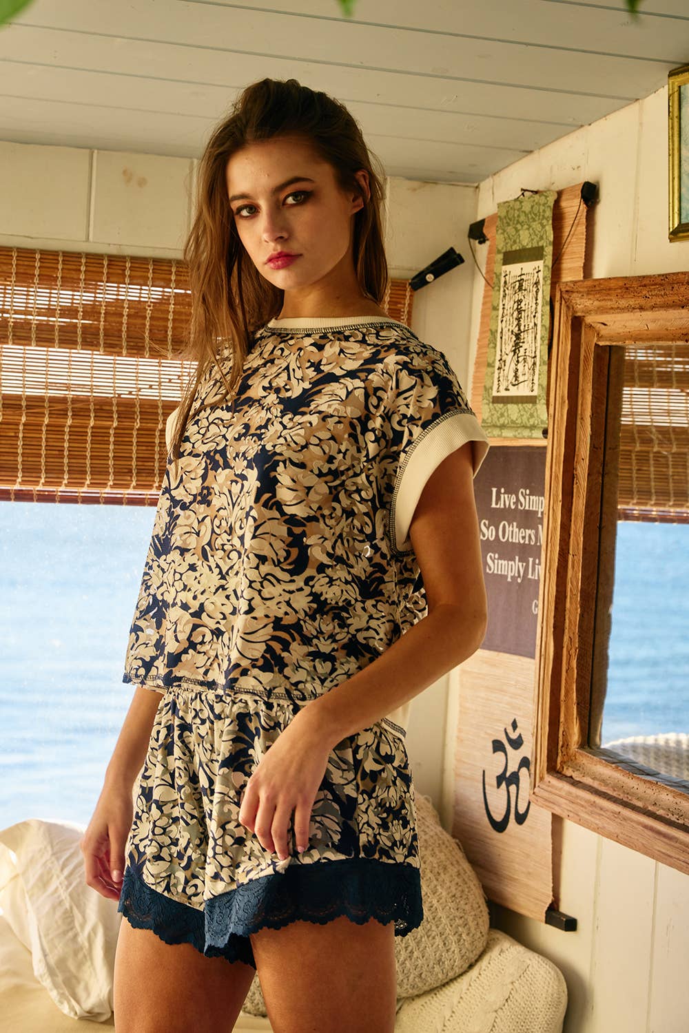 TOverlap Open Back Floral Organza Crop Top