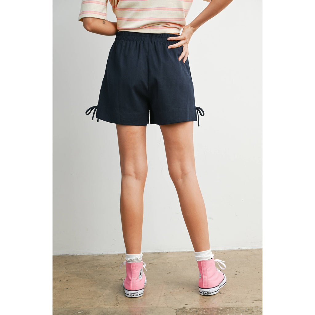 Elastic Waist Tie Hem Short
