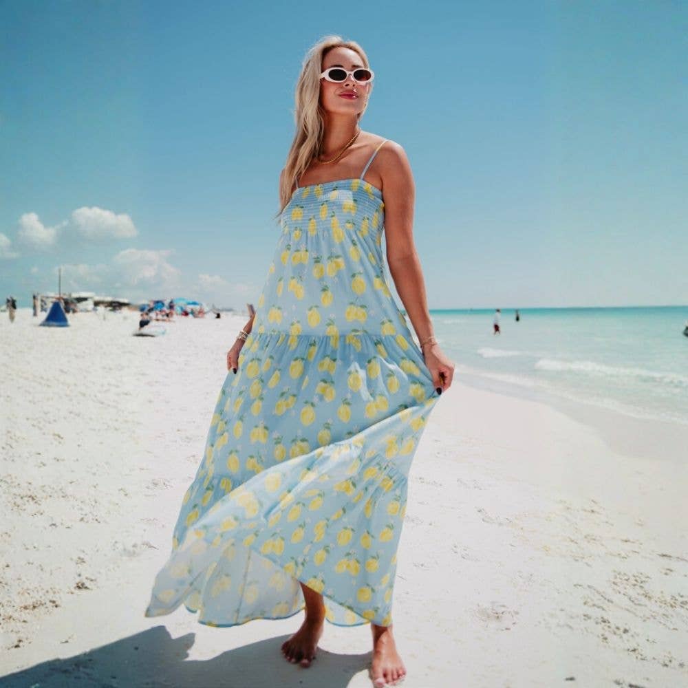 Zesty Lemons Easter /Summer Maxi Dress