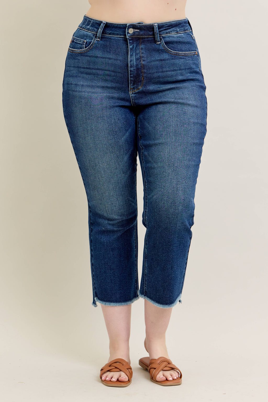 High Waisted Dark Wash Kick Flare- Curvy