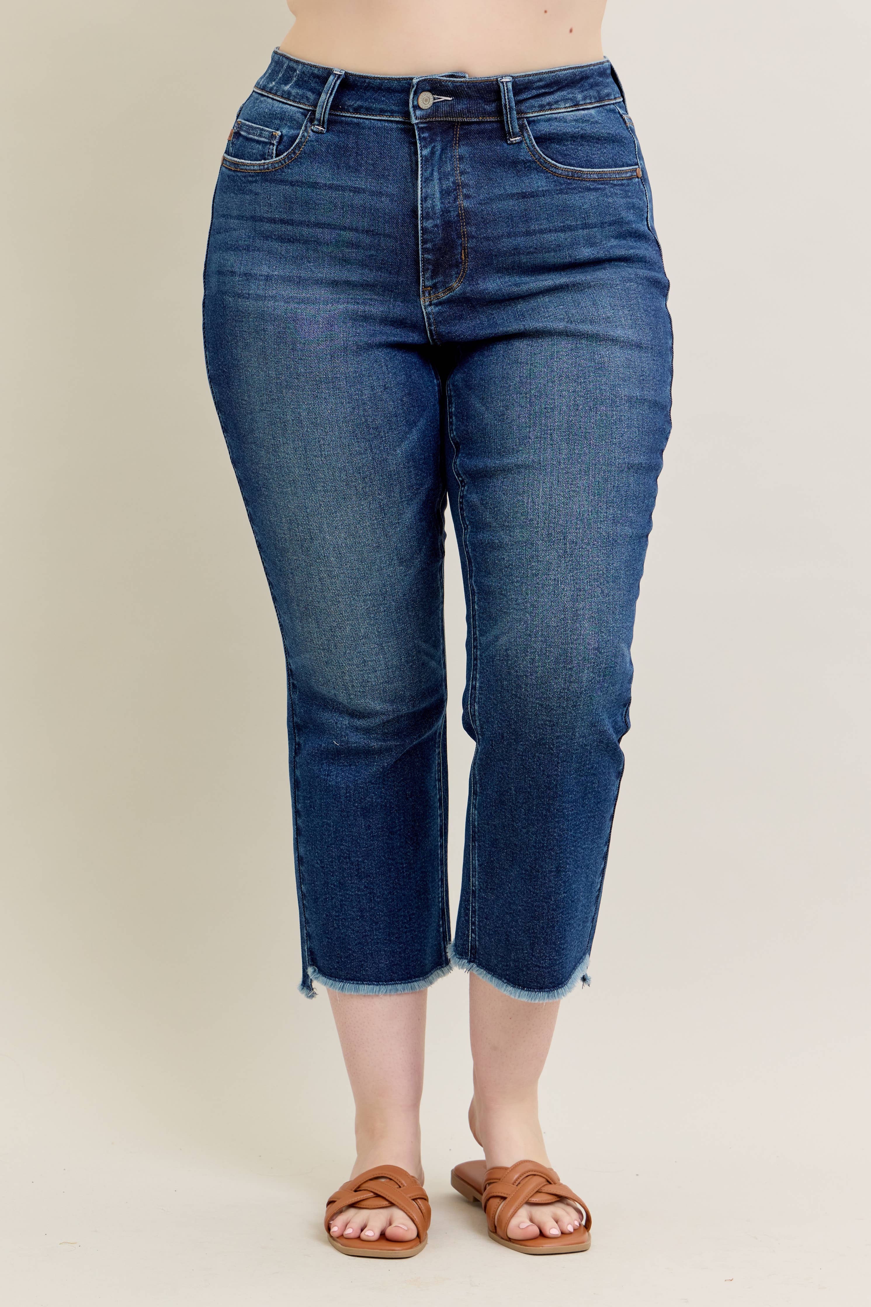High Waisted Dark Wash Kick Flare- Curvy